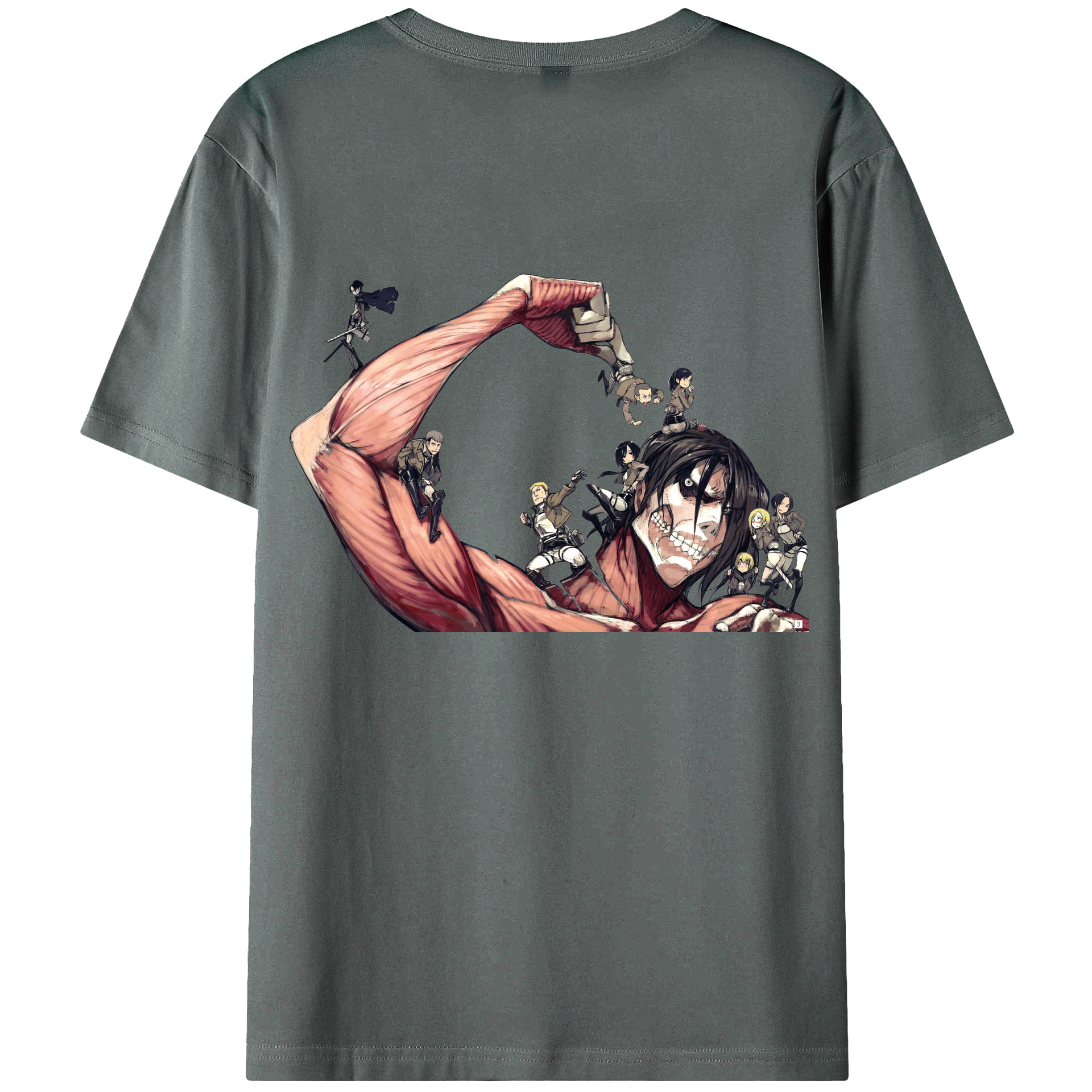 （画像用） 進撃の巨人 Attack on Titan 綿100％ メンズ半袖Tシャツ（バックプリント） 通気性